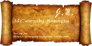 Jávorszky Modeszta névjegykártya